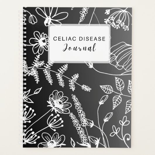 Celiac Disease Monthly Journal - Black & White プランナー手帳 (正面)