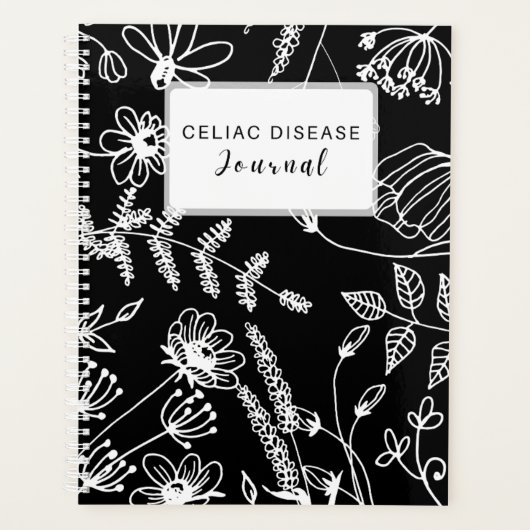 Celiac Disease Monthly Journal - Black & White プランナー手帳 (正面)