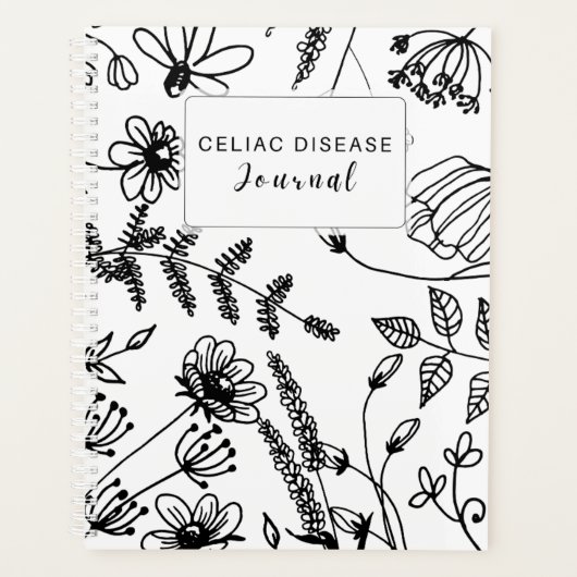 Celiac Disease Monthly Journal - Black & White プランナー手帳 (正面)