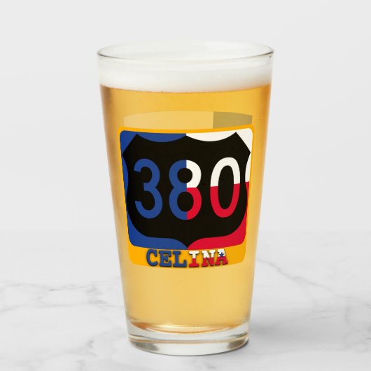 Celina、テキサス州、およびUS 380、Pint Glass タンブラーグラス (ドリンク正面)