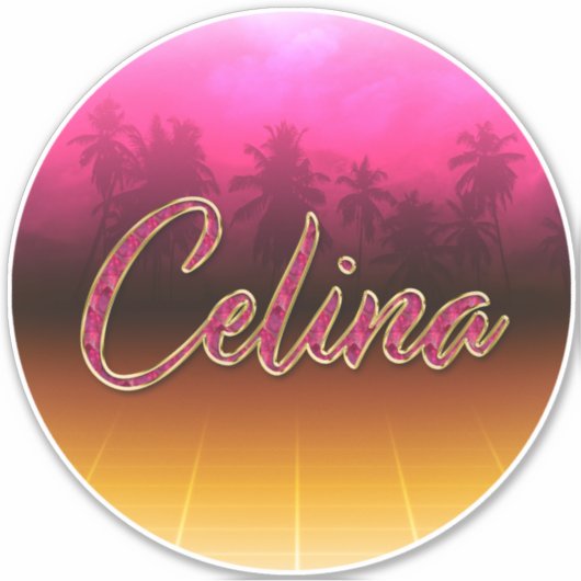 Celina Vorname Name golden pink Aufkleber Sticker シール (正面)