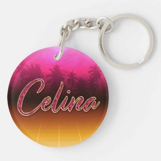 Celina Vorname Name golden pink Schlüsselanhänger キーホルダー (裏面)