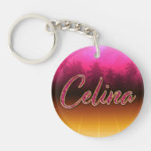 Celina Vorname Name golden pink Schlüsselanhänger キーホルダー (正面)