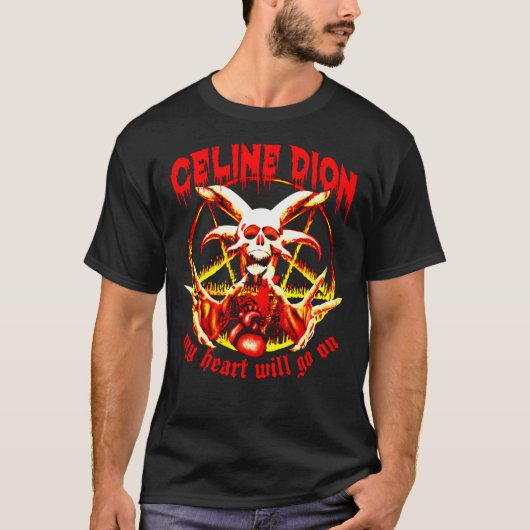 Celine Dion MyハートPunk Rock Metal Tシャツ (正面)