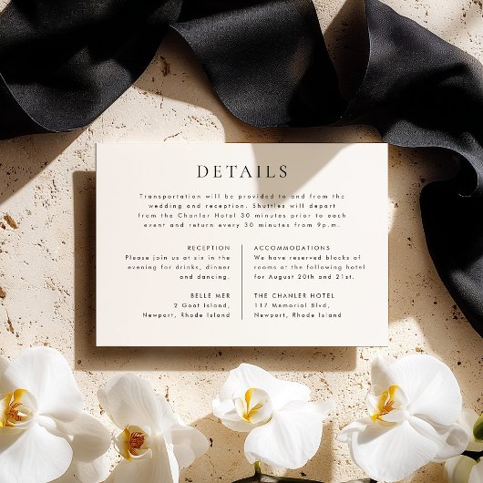 CELINE Minimalist Wedding Details Enclosure Card 招待状