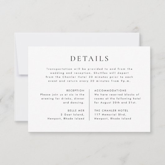 CELINE Minimalist Wedding Details Enclosure Card 招待状 (正面)