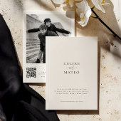 CELINE Minimalist Wedding Invite w/ RSVP QR Code 招待状