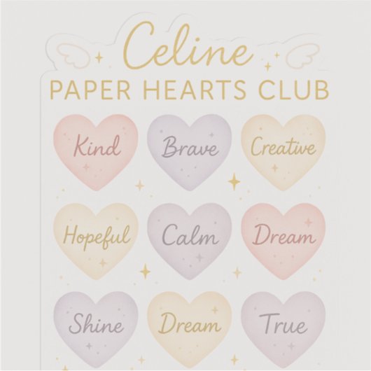 Celine Paper Hearts Club – Kindness Mini Sticker S シール (正面)
