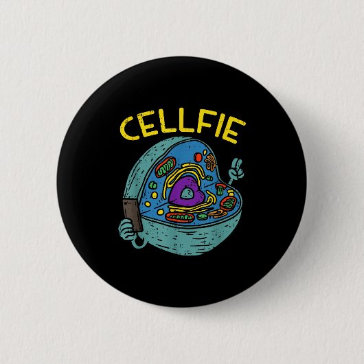 Cell Fie Funny Science Biology Teacher  缶バッジ (正面)