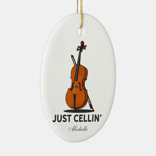 Cellist Just Cellin Performance Music パーソナライズされた セラミックオーナメント (右)