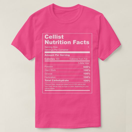 Cellist Nutrition Facts Tシャツ (デザイン正面)