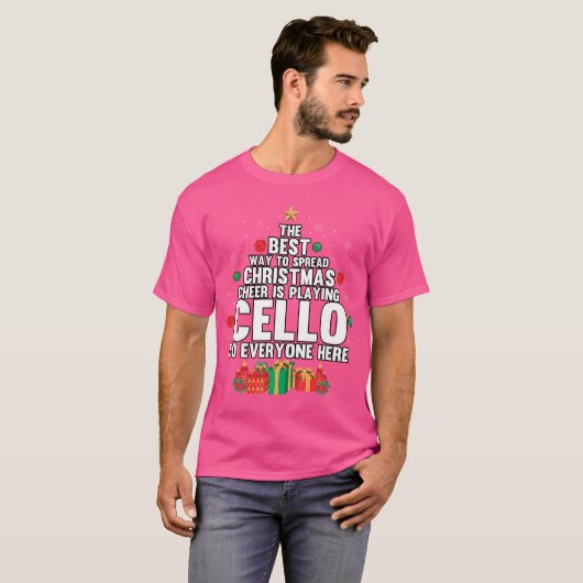 Cellist Playing Cello Christmas Classical Music Or Tシャツ (正面フル)