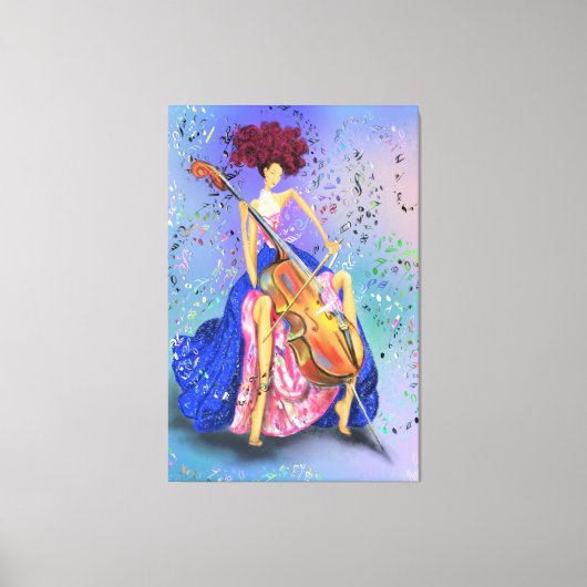 Cello Canvas Printを使用した女性 – 絵画s キャンバスプリント (正面)