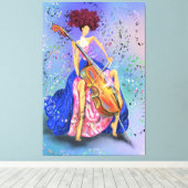 Cello Canvas Printを使用した女性 – 絵画s キャンバスプリント (インサイチュ (ウッドフロア))