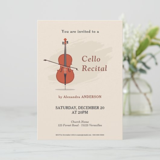 Cello Music Recital Invitation 招待状 (スタンド正面)