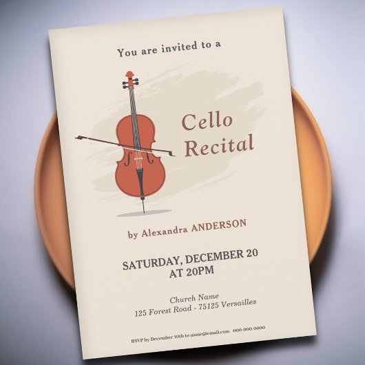Cello Music Recital Invitation 招待状