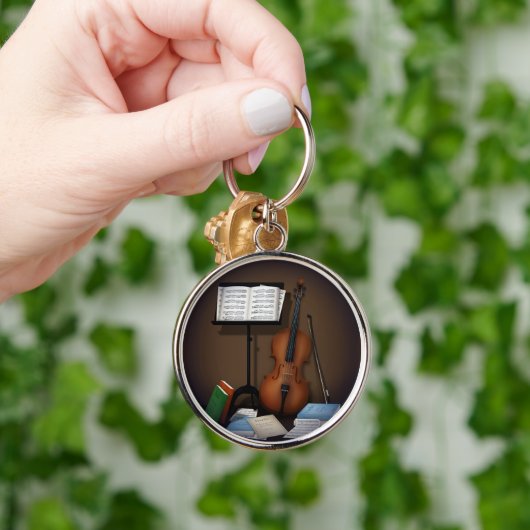 Cello & Music Stand Charming Miniature Scene キーホルダー (手)