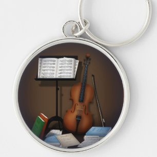 Cello & Music Stand Charming Miniature Scene キーホルダー