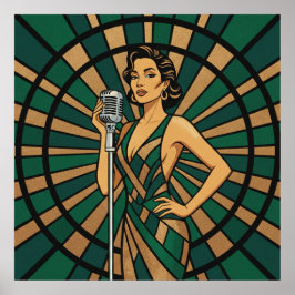 Cello Player Poster Elegant Stained Glass Music  ポスター