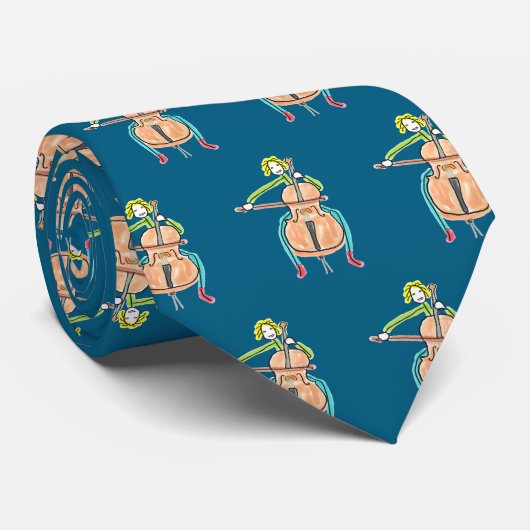 Cello Playing Stickman ネクタイ (ロール)