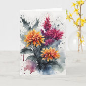 Celosia - Watercolor flowers カード (黄色い花)