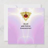 CELTICハート、明るい赤、ピンクの紫の金ゴールド 招待状 (裏面)