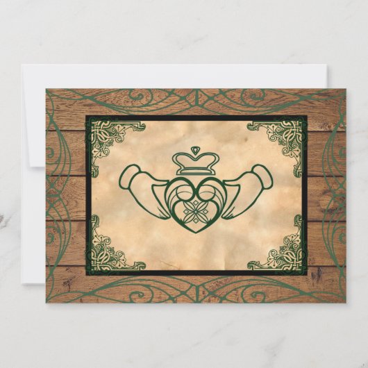 Celtic 素朴 Claddagh日付の保存 招待状 (裏面)