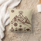 Celtic and Inuit Inspired Mountain Motifs クッション (ブランケット)
