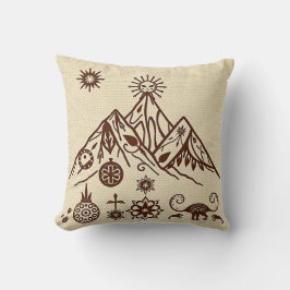 Celtic and Inuit Inspired Mountain Motifs クッション