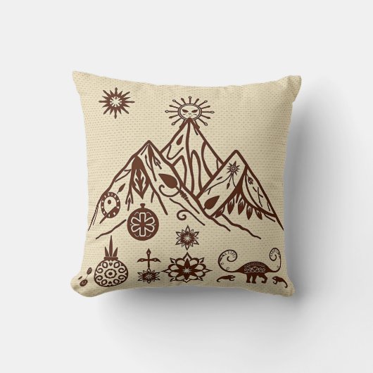 Celtic and Inuit Inspired Mountain Motifs クッション (正面)