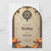 Celtic art and floral splendor in warm tones.  招待状 (正面)