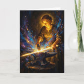 Celtic Blacksmith Goddess Forging Sword Fantasy Ar カード (正面)