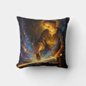 Celtic Blacksmith Goddess Forging Sword Fantasy Ar クッション (正面)