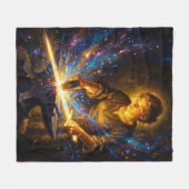 Celtic Blacksmith Goddess Forging Sword Fantasy Ar フリースブランケット (正面(横))