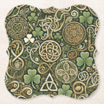 Celtic Bloom ペーパーコースター<br><div class="desc">Celtic Bloom feels like spring awakening in an ancient land where folklore still breathes. The intertwining Celtic knots suggest music that loops, weaves, and circles back on itself like a living tapestry of melody. Bright green tones evoke lively fiddle dances and warm sunlight filtering through mossy forests, while the golden...</div>