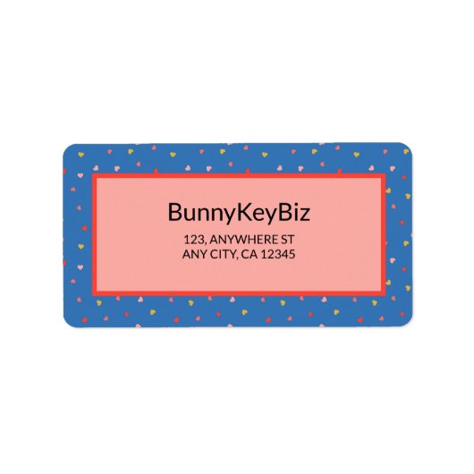 Celtic Blue Mini Hearts Business Company Address ラベル (正面)