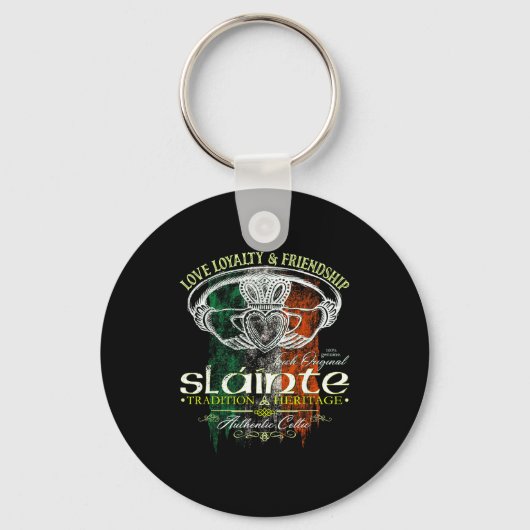 Celtic Claddagh Slainte Nge Irish Flag St. Patrick キーホルダー (正面)