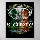 Celtic Claddagh Slainte Nge Irish Flag St. Patrick ポスター (正面)