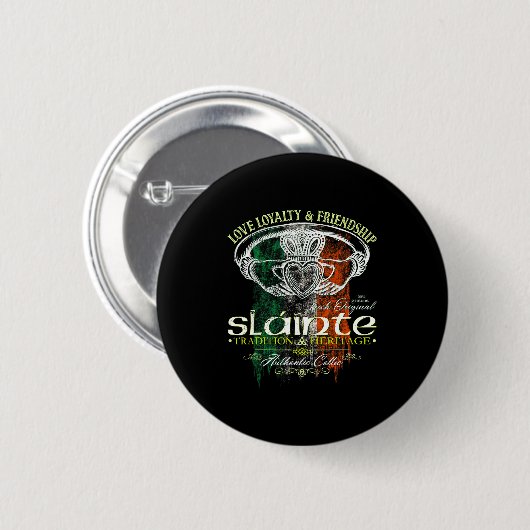 Celtic Claddagh Slainte Nge Irish Flag St. Patrick 缶バッジ (正面&裏面)