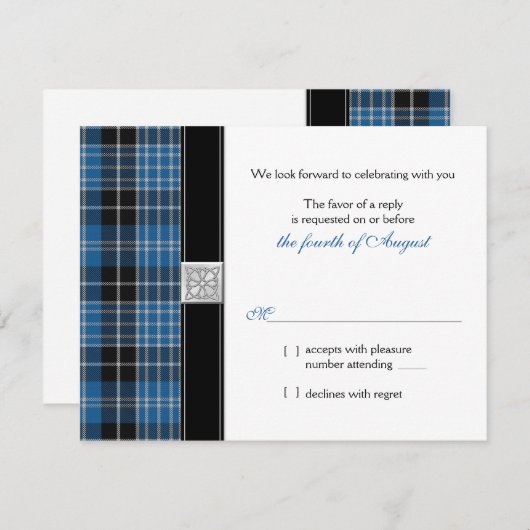 Celtic Clarkタータンチェック結婚式RSVP返信 出欠カード (正面/裏面)