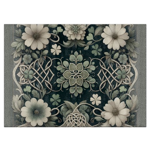 Celtic Clover Floral Charm カッティングボード (正面)