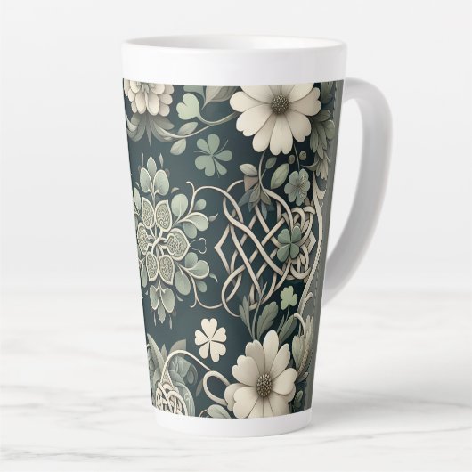 Celtic Clover Floral Charm カフェラテマグ (右アングル)
