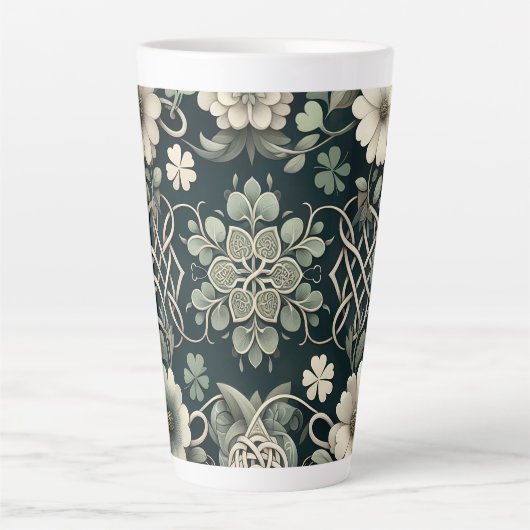Celtic Clover Floral Charm カフェラテマグ (正面)