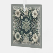 Celtic Clover Floral Charm ガラスオーナメント (正面左)