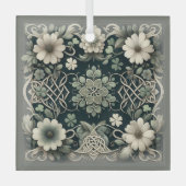Celtic Clover Floral Charm ガラスオーナメント (正面)