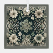 Celtic Clover Floral Charm ガラスオーナメント (裏面)