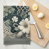 Celtic Clover Floral Charm キッチンタオル (四つ折り)