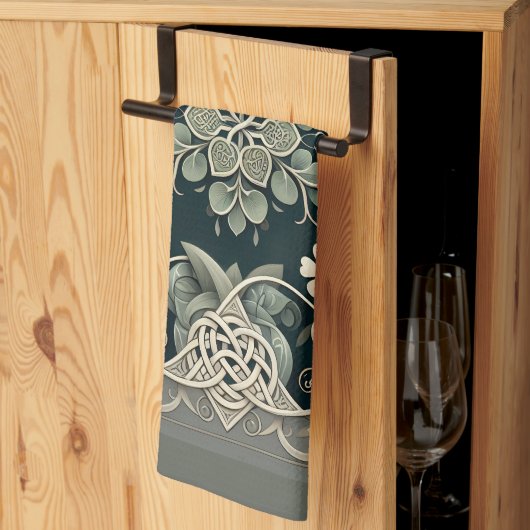 Celtic Clover Floral Charm キッチンタオル (三つ折り)