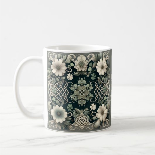 Celtic Clover Floral Charm コーヒーマグカップ (左)
