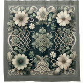 Celtic Clover Floral Charm シャワーカーテン (正面)